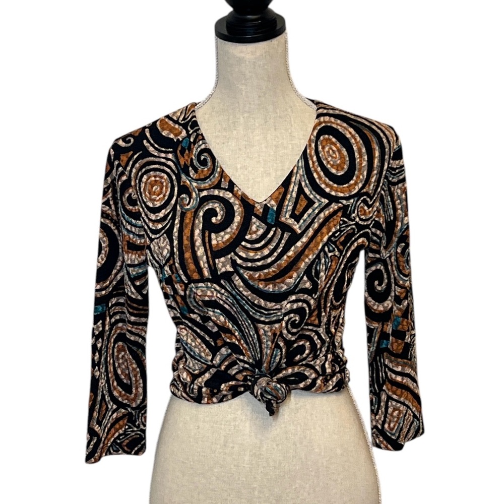 Vintage 90s Y2K Black and Brown Crop top M Boho Grunge